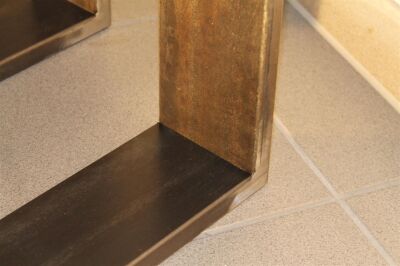 Struttura tavolo design industriale in acciaio grezzo nero 80x73, 195,65 €