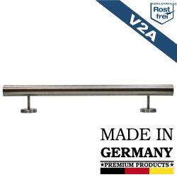 Main courante dallège en acier inox V2A grain 240 poli 50 cm (500mm) embout droit - 2 supports non séparés