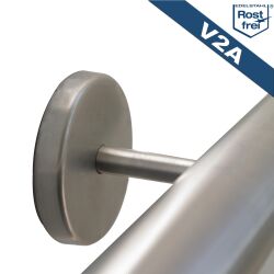 Main courante dallège en acier inox V2A grain 240 poli 60 cm (600mm) embout droit - 2 supports non séparés