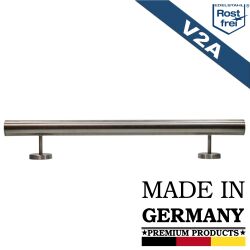 Stainless steel balustrade handrail V2A grain 240 ground 90 cm (900mm) curved end cap - 2 brackets undivided