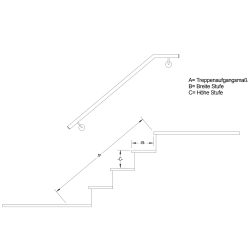 Corrimano in acciaio inox, angolare V2A Corrimano per scale, lucido  linke Wand 42,4 oben halbrund 500-1000