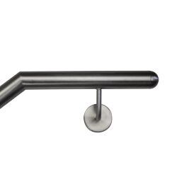 Stainless steel handrail, angled V2A Staircase handrail, polished  linke Wand 42,4 oben halbrund 500-1000