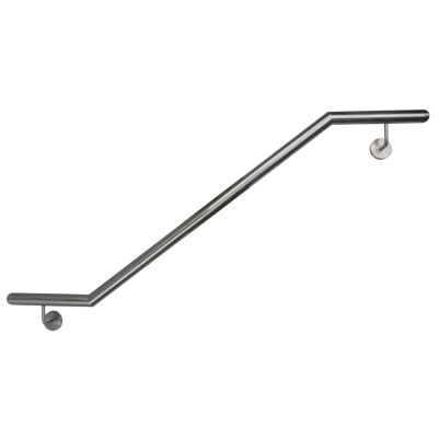 Stainless steel handrail, angled V2A Staircase handrail, polished  linke Wand 42,4 oben und unten halbrund 500-1000