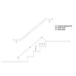 Stainless steel handrail, angled V2A Staircase handrail, polished  linke Wand 42,4 oben und unten halbrund 500-1000