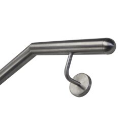 Stainless steel handrail, angled V2A Staircase handrail, polished  linke Wand 42,4 oben und unten halbrund 2001-2500