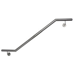 Stainless steel handrail, angled V2A Staircase handrail, polished  linke Wand 42,4 oben und unten halbrund 2501-3000