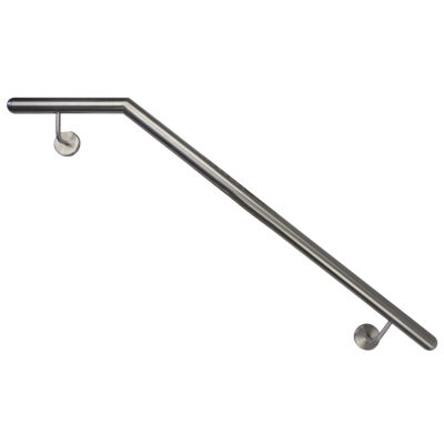 Stainless steel handrail, angled V2A Staircase handrail, polished  rechte Wand 42,4 oben halbrund 500-1000