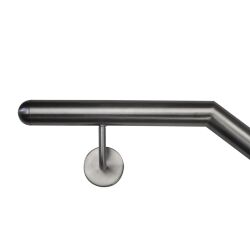 Stainless steel handrail, angled V2A Staircase handrail, polished  rechte Wand 42,4 oben halbrund 500-1000