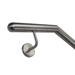 Stainless steel handrail, angled V2A Staircase handrail, polished  rechte Wand 42,4 oben halbrund 500-1000