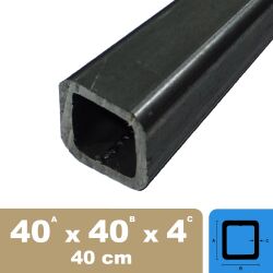 40 x 40 x 4 Tubo quadrato in acciaio di lunghezza 400 mm