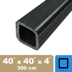 40 x 40 x 4 Tubo quadrato in acciaio di lunghezza 3000 mm