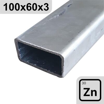 Stahlrohr verzinkt 100 x 60 x 3 mm Rohrzuschnitt bis 6000 mm, 40,83 €