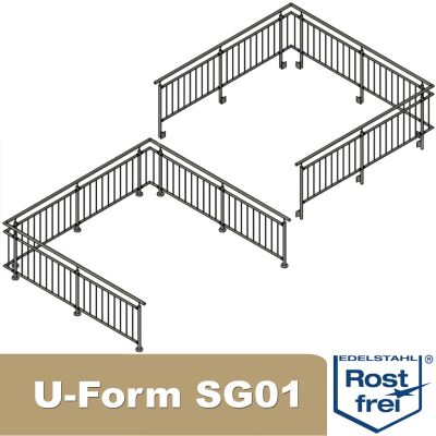 U-shape Stainless Steel Bar Railing Railing Set Premium Type SG01