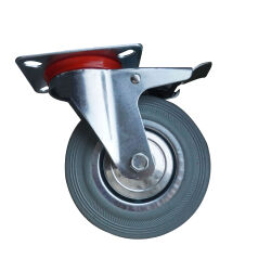 Rubber swivel castors with brakes in various versions