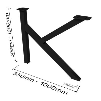 Mesa kufe Konrad - K60 de acero en polvo en negro (RAL 9005)