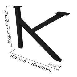 Tafel Kufe Konrad, K60 gemaakt van poeder-coat staal in zwart (Ral 9005)