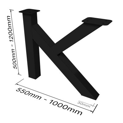 Table kufe Konrad - K100 made of powder-coated steel in black (RAL 9005)