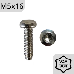 M5x16 Tornillo cabezal Lens TX25 acero inoxidable