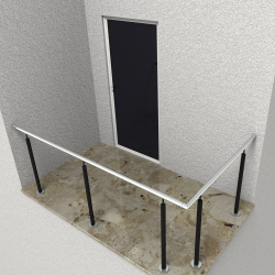 RG01 - Stainless steel railings over corner without filling rods and with posts in black