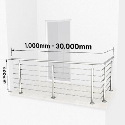RG01 - Stainless steel railings over corner with 6 filling bars