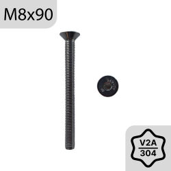 M8x90 Senkkopfschaube con hexágono de acero inoxidable según ISO 10642