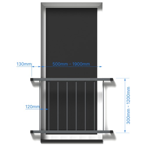 Französischer Balkon mit Bemaßung